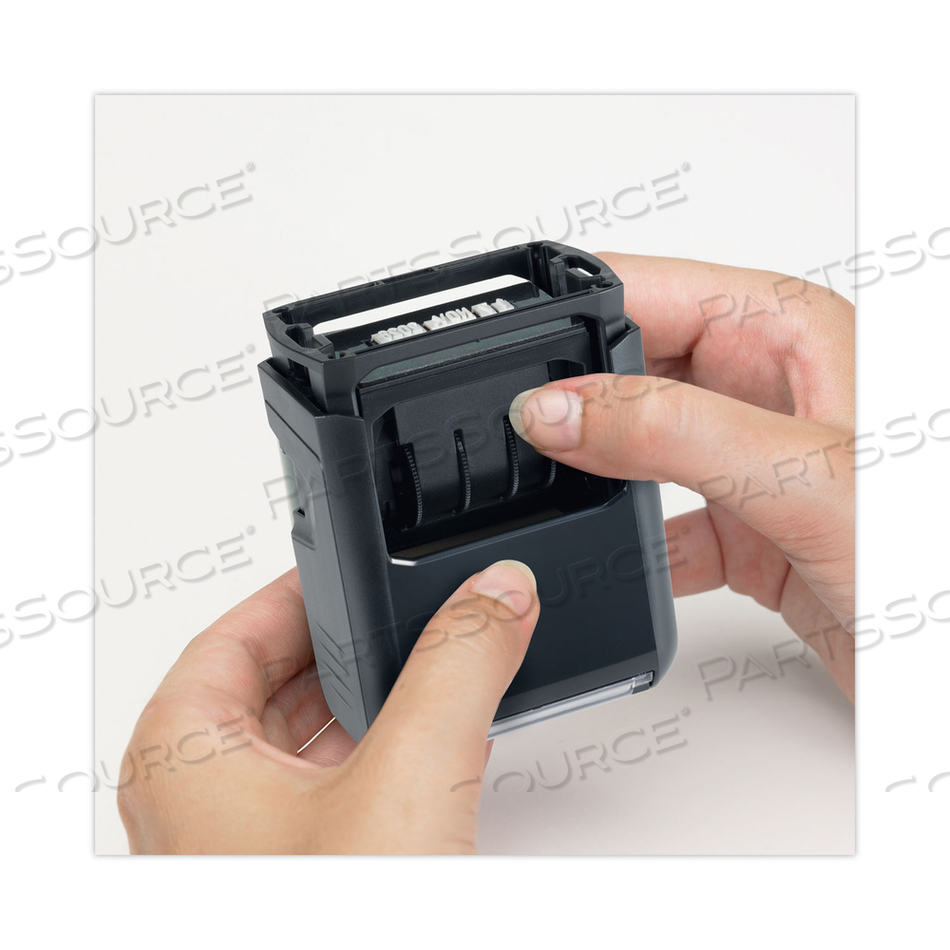 PRINTY SELF-INKING CUSTOM NUMBER STAMP, 1.63" X 1", BLACK/BLUE/RED 