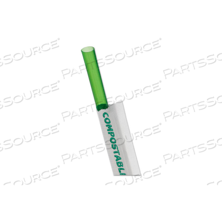 ECO-PRODUCTS7#174, WRAPPED STRAW, 7-3/4"L, GREEN, 9600/CARTON by United Stationers Supply
