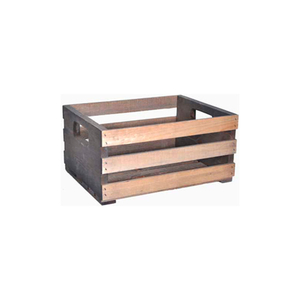 MEDIUM WOOD CRATE 15"W X 11-1/2"D X 7-1/4"H WITH SLOT HANDLES 4 PC - BLACK by Texas Basket Co.