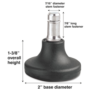 LOW PROFILE BELL GLIDES, GRIP RING TYPE B STEM, 2" X 1.38" GLIDE, MATTE BLACK, 5/SET by MASTER CASTER COMPANY