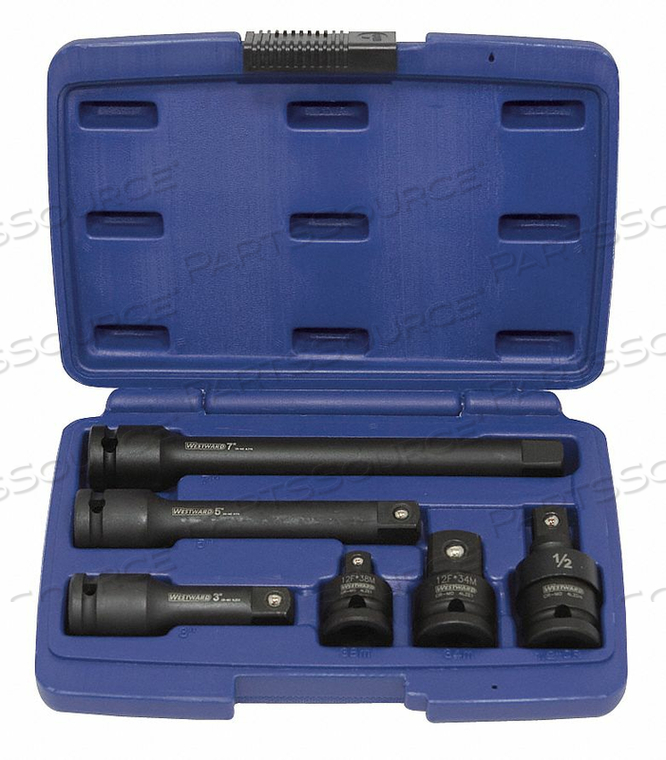 IMPACT ADAPTER AND EXTENSION SET, ALLOY STEEL, BLACK OXIDE, OVERALL LENGTH 1 31/64 IN, 1 57/64 IN, 2 61/64 IN, 4 59/64 IN, 6 57/64 IN, OUTPU by Westward