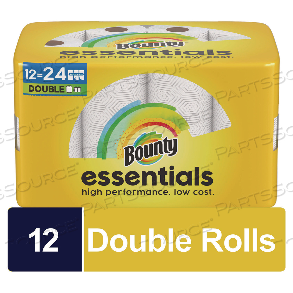 ESSENTIALS SELECT-A-SIZE KITCHEN ROLL PAPER TOWELS, 2-PLY, 108 SHEETS/ROLL, 12 ROLLS/CARTON by Bounty