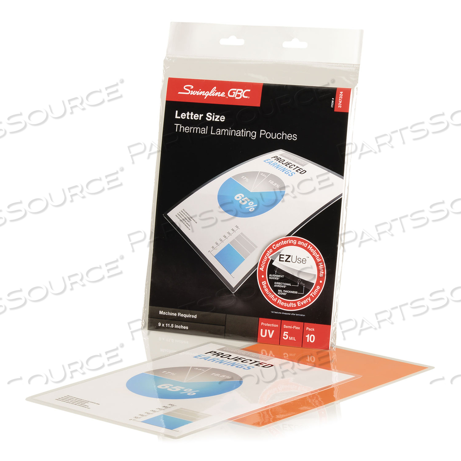 EZUSE THERMAL LAMINATING POUCHES, 5 MIL, 9" X 11.5", GLOSS CLEAR, 10/PACK 