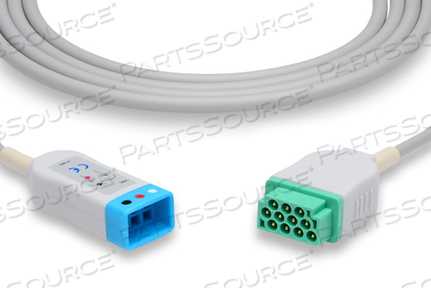 ECG CABLE, 3 LEADS DETACHABLE TWIN PIN AAMI LEADWIRE, 11-PIN GE/MARQUETTE CONNECTOR, 10 FT 