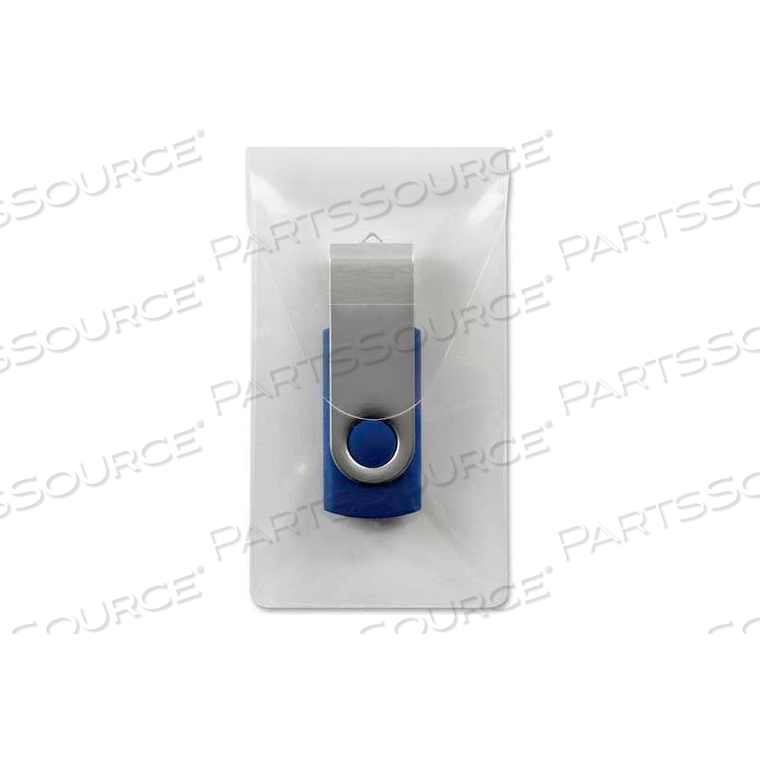 SELF-ADHESIVE POLY USB FLASH DRIVE POCKETS, CLEAR, PACK OF 6 by Smead