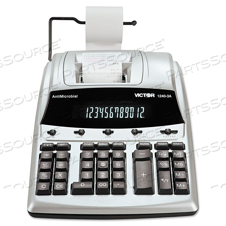 1240-3A ANTIMICROBIAL PRINTING CALCULATOR, BLACK/RED PRINT, 4.5 LINES/SEC by Victor Technology, LLC