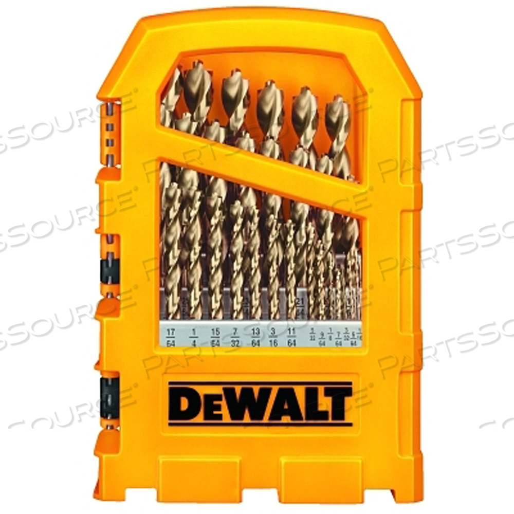 PILOT POINT 29-PIECE GOLD FERROUS OXIDE DRILL BIT SET, 1/16 IN TO 1/2 IN by DeWalt
