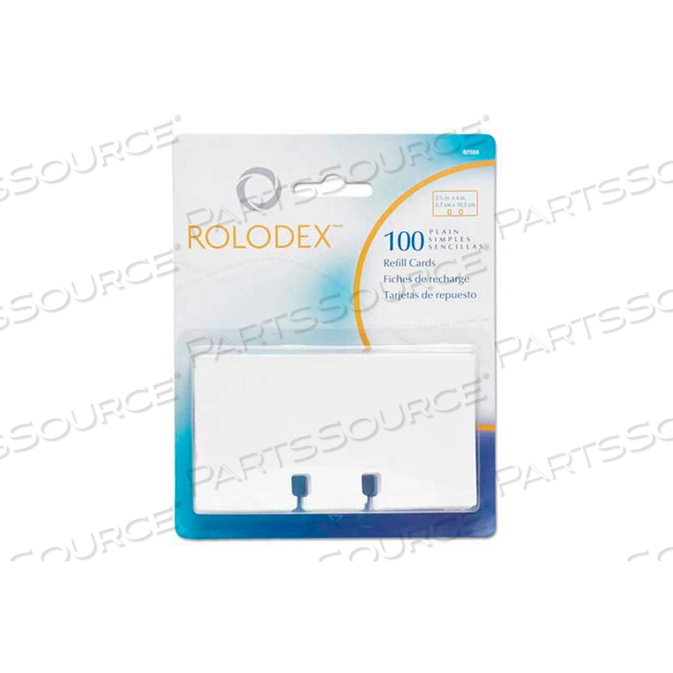 PLAIN UNRULED REFILL CARD, 2 1/4 X 4, WHITE, 100 CARDS/PACK by Rolodex PLAIN UNRULED REFILL CARD, 2 1/4 X 4, WHITE, 100 CARDS/PACK by Rolodex