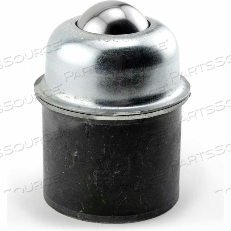 1-1/2" STAINLESS STEEL BALL IN STEEL HOUSING WELDED TO 2" PIPE COUPLING 