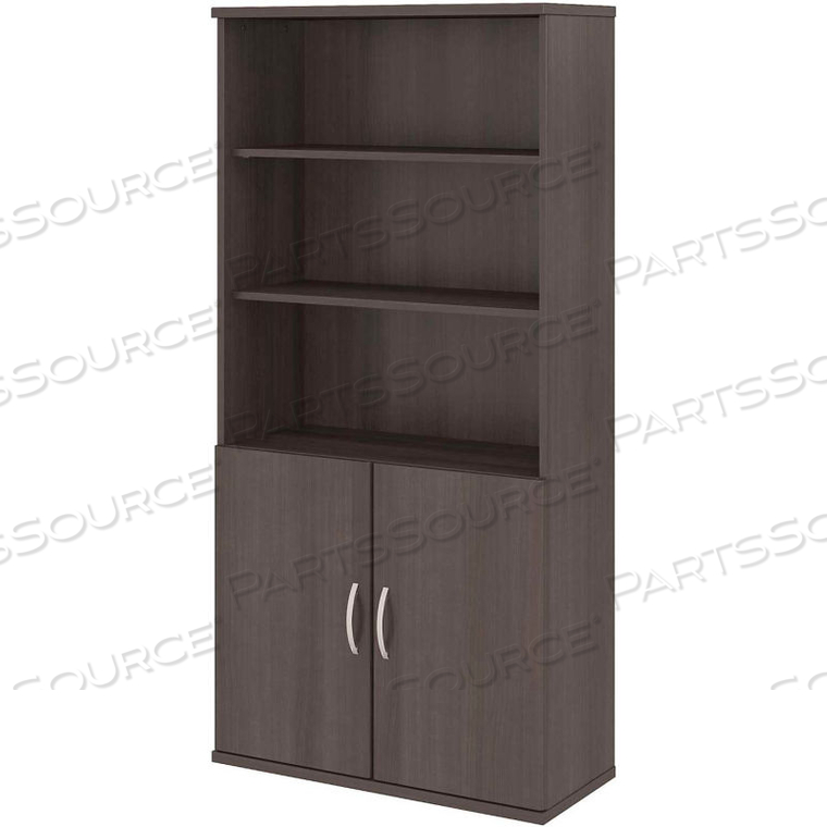 5-SHELF BOOKCASE WITH DOORS - STORM GRAY - STUDIO C SERIES by Bush Industries