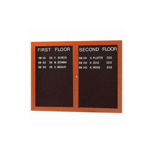 2 DOOR ALUMINUM FRAME WOOD LOOK, OAK ENCLOSED LETTER BOARD - 48"W X 36"H by Aarco Products