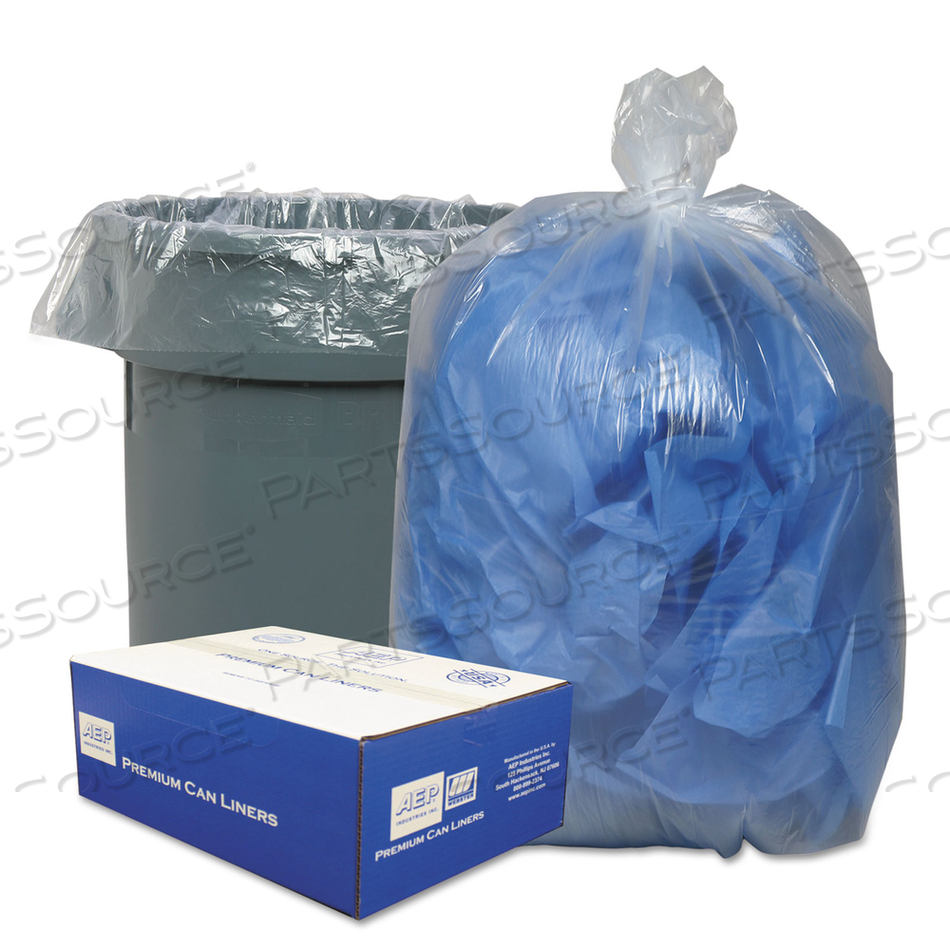 LINEAR LOW-DENSITY CAN LINERS, 60 GAL, 0.9 MIL, 38" X 58", CLEAR, 10 BAGS/ROLL by Classic Clear