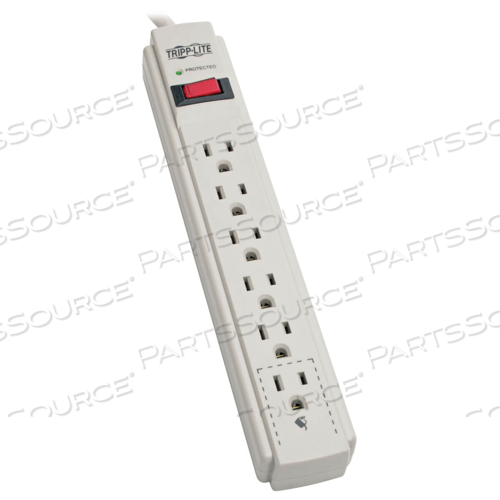 SURGE PROTECTOR STRIP 120V 6 OUTLET 8' CORD 990 JOULE FLAT PLUG by Tripp Lite SURGE PROTECTOR STRIP 120V 6 OUTLET 8' CORD 990 JOULE FLAT PLUG by Tripp Lite
