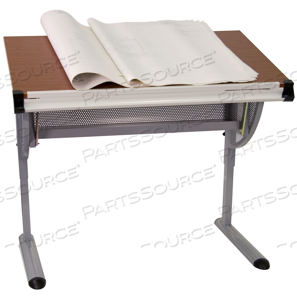 BERKLEY ADJUSTABLE DRAWING AND DRAFTING TABLE WITH PEWTER FRAME by Flash Furniture