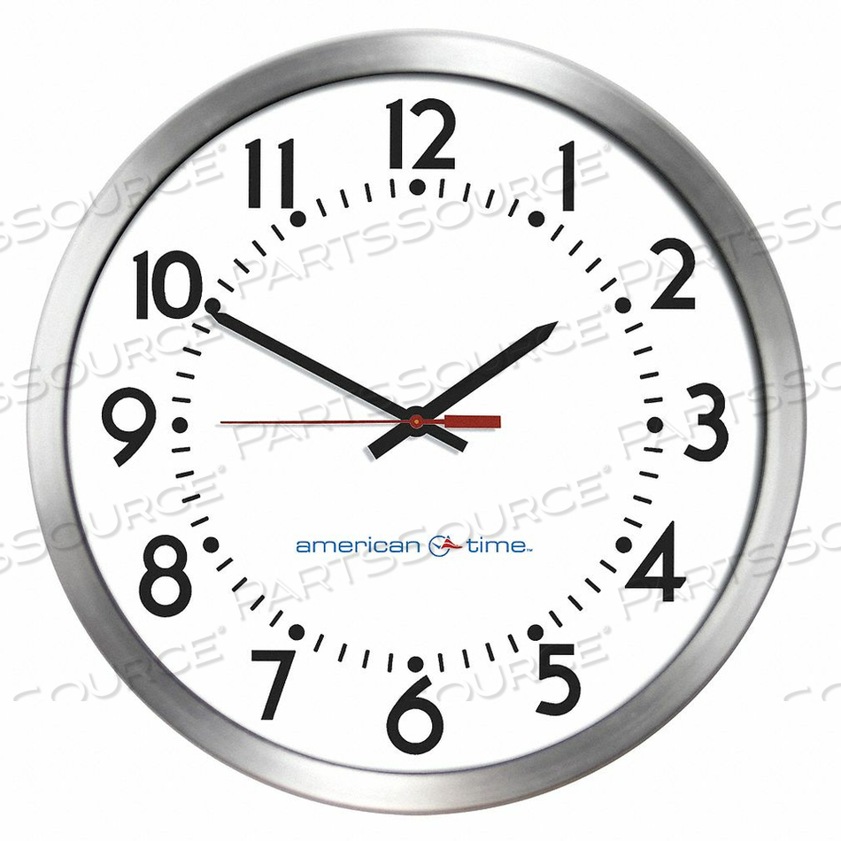 WALL CLOCK ANALOG 16-1/4 DIA. SILVER by American Time and Signal