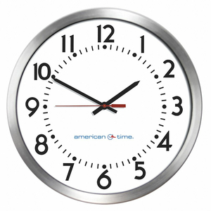 WALL CLOCK ANALOG 16-1/4 DIA. SILVER by American Time and Signal