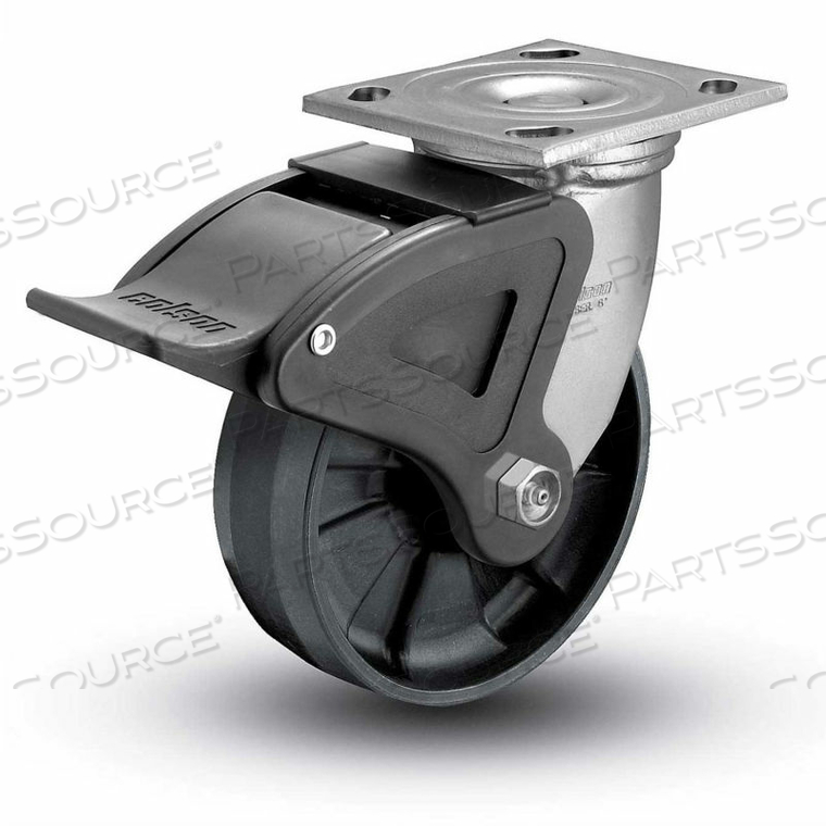 4 SERIES SWIVEL PLATE CASTER - NYLON TOTAL LOCK BRAKE 4" DIA. 800 LB. 