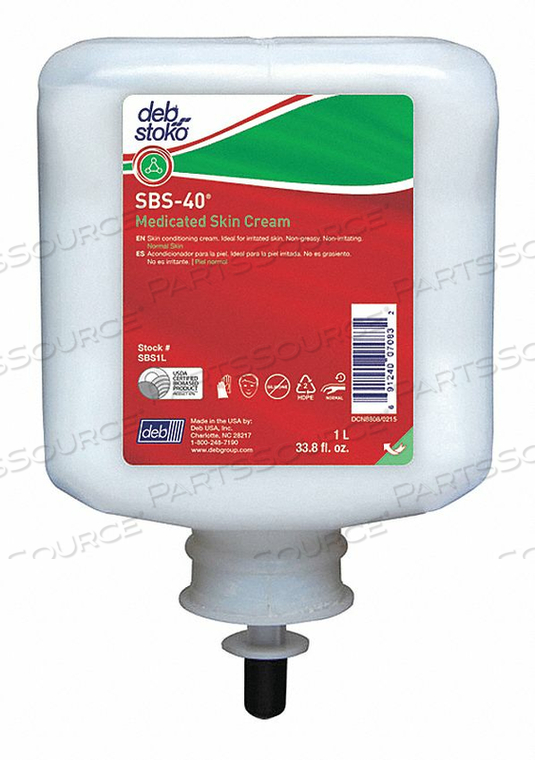MEDICATED SKIN CREAM SBS 40 1L PK6 by Deb MEDICATED SKIN CREAM SBS 40 1L PK6 by Deb