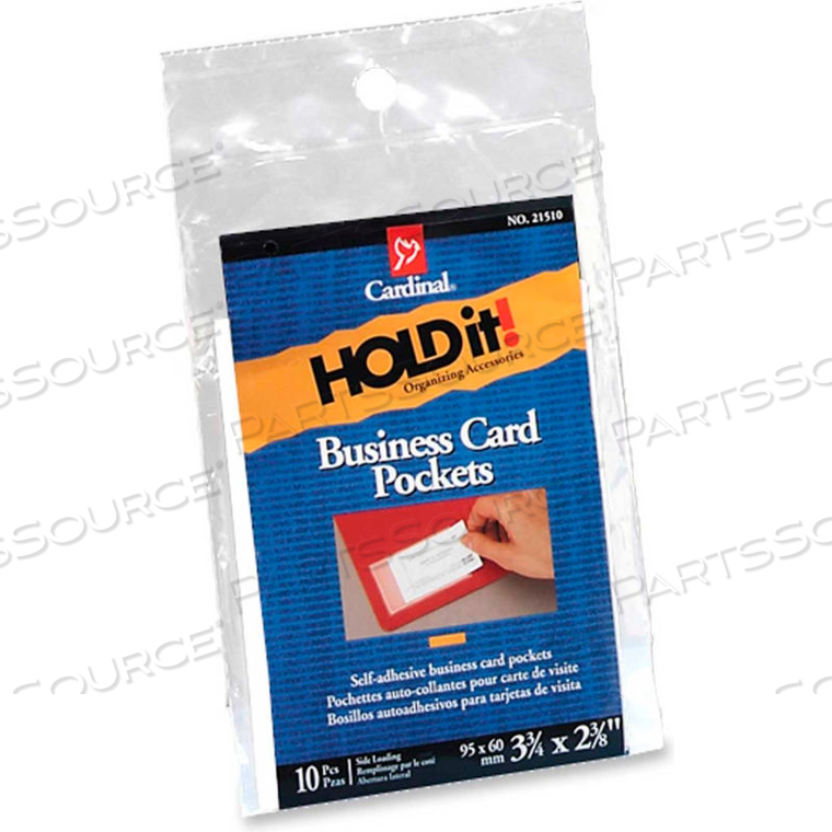 HOLDIT BUSINESS CARD POCKETM SIDE OPENING, CLEAR by Cardinal