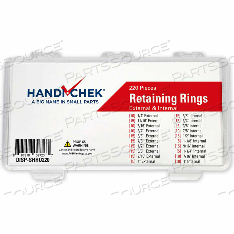 RETAINING RING EXTERNAL & INTERNAL ASSORTMENT 220 PIECE by Flint Hills Trading