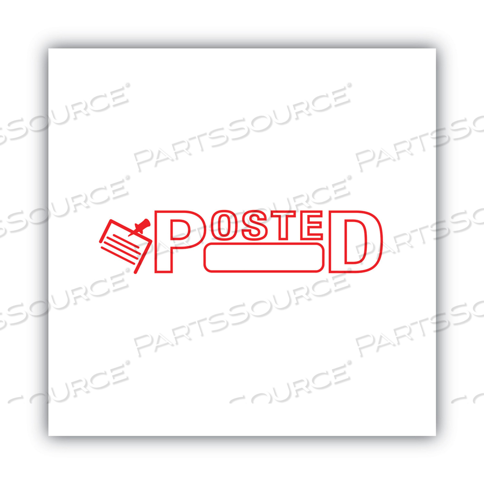 PRE-INKED SHUTTER STAMP, RED, POSTED, 1.63 X 0.5 by Accu-Stamp