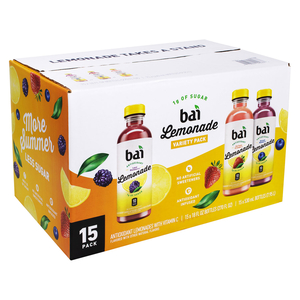 ANTIOXIDANT INFUSION LEMONADE VARIETY PACK, ASSORTED, 18 OZ BOTTLE, 15 BOTTLES/PACK by Bai