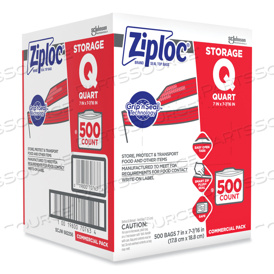 682256 ZIPLOC STORAGE BAGS, 1 QT, 500 BAGS, ZIPPER, CLEAR, SOLID by Ziploc 682256 ZIPLOC STORAGE BAGS, 1 QT, 500 BAGS, ZIPPER, CLEAR, SOLID by Ziploc
