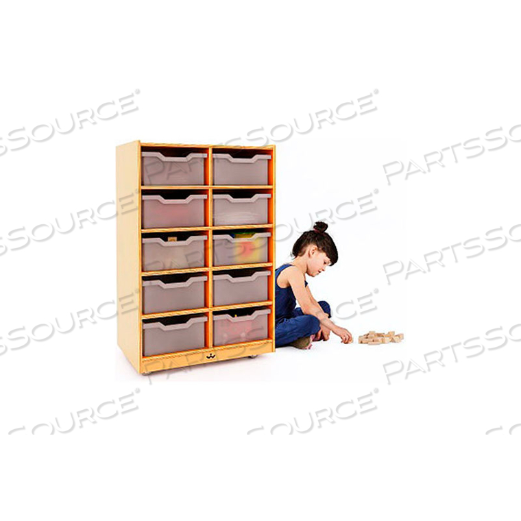 10 CUBBY MOBILE TRAY STORAGE CABINET - NATURAL 