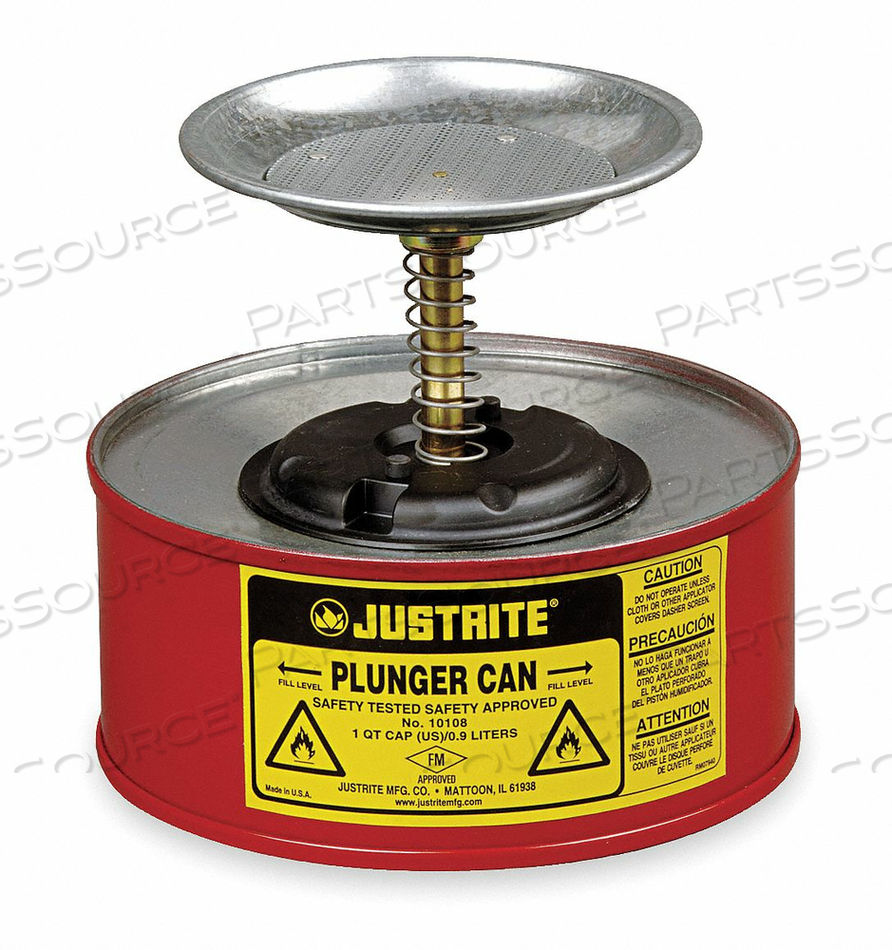 SAFETY PLUNGER CAN - 1 QUART STEEL by Justrite