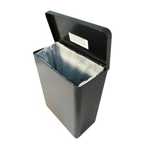 SANITARY NAPKIN DISPOSAL RECEPTACLE - BLACK STEEL, LIFT TOP DISPOSAL LID by Golden Group International Ltd