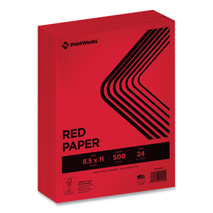 COLOR PAPER, 24 LB TEXT WEIGHT, 8.5 X 11, RED, 500/REAM by PrintWorks Professional