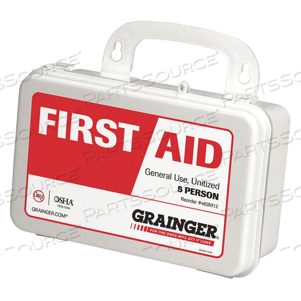 FIRST AID KIT AND HOUSING, INDUSTRIAL, 5 PEOPLE SERVED, 71 COMPONENTS, PLASTIC by Approved Vendor