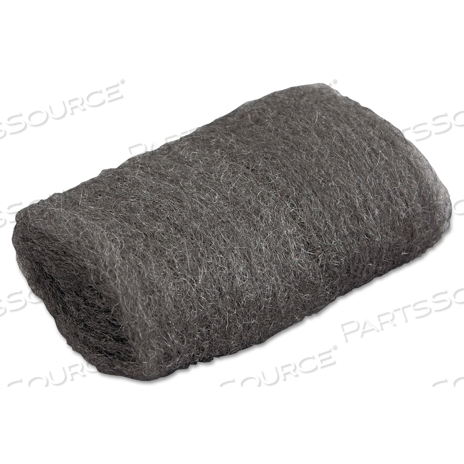INDUSTRIAL-QUALITY STEEL WOOL HAND PADS, #00 VERY FINE, STEEL GRAY, 16 PADS/SLEEVE by GMT