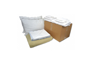 BEDDING AND BATH KIT QUEEN SZ BEIGE/WHT by R&R Textile Mills, Inc.