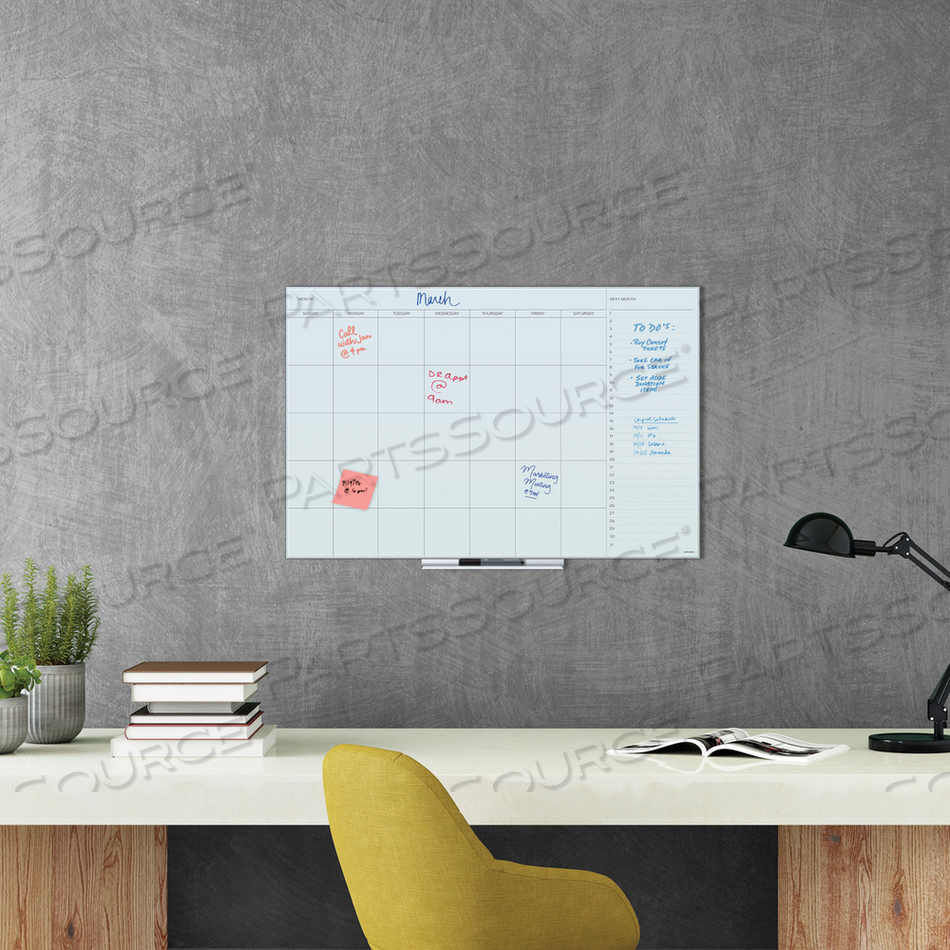 FLOATING GLASS DRY ERASE UNDATED ONE MONTH CALENDAR, 36 X 24, WHITE by U Brands FLOATING GLASS DRY ERASE UNDATED ONE MONTH CALENDAR, 36 X 24, WHITE by U Brands