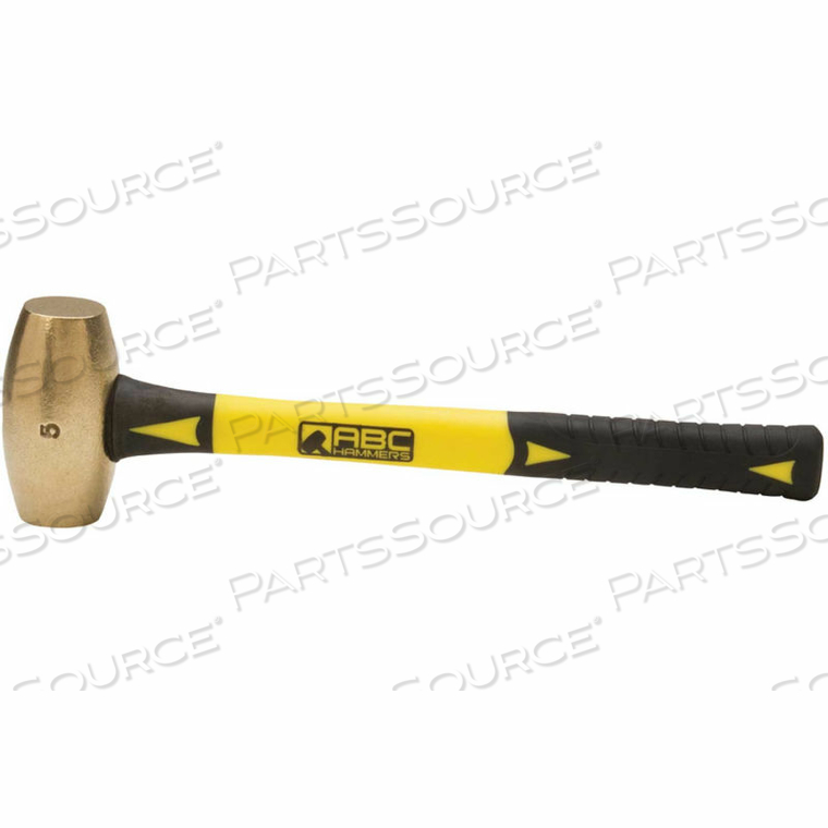 5 LB. NON-SPARKING BRASS HAMMER, 14" FIBERGLASS HANDLE by ABC Hammers Inc.