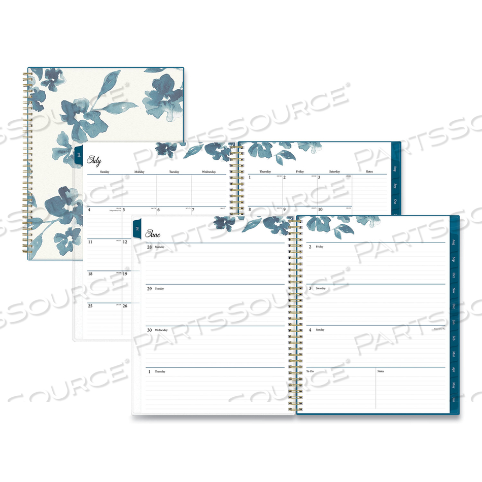 BAKAH BLUE ACADEMIC YEAR WEEKLY/MONTHLY PLANNER, FLORAL ARTWORK, 11 X 8.5, BLUE/WHITE COVER, 12-MONTH (JULY-JUNE): 2022-2023 by Blue Sky
