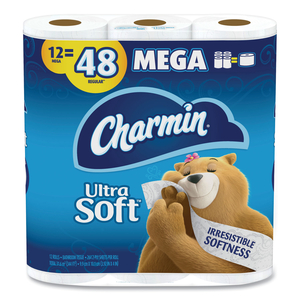 ULTRA SOFT BATHROOM TISSUE, MEGA ROLL, SEPTIC SAFE, 2-PLY, WHITE, 244 SHEETS/ROLL, 12 ROLLS/PACK, 4 PACKS/CARTON by Charmin