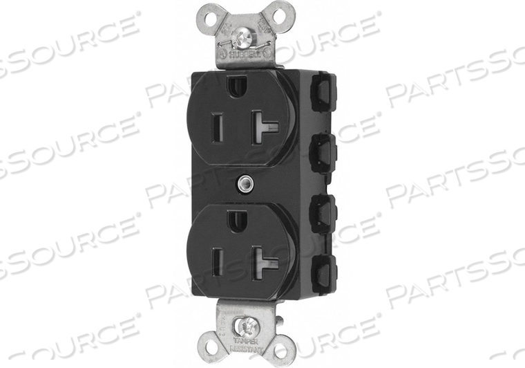 RECEPTACLE BLACK 1.0 HP 3 WIRES NYLON by Hubbell Incorporated, Wiring Device-Kellums