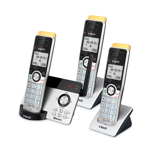 80-2151-02 THREE-HANDSET CONNECT TO CELL CORDLESS TELEPHONE, BLACK/SILVER by Vtech