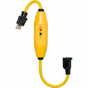 GFCI CORD SET, IN-LINE, TRIPLE TAP, MANUAL RESET, 18 INCH, YELLOW by Tower Manufacturing Corporation GFCI CORD SET, IN-LINE, TRIPLE TAP, MANUAL RESET, 18 INCH, YELLOW by Tower Manufacturing Corporation