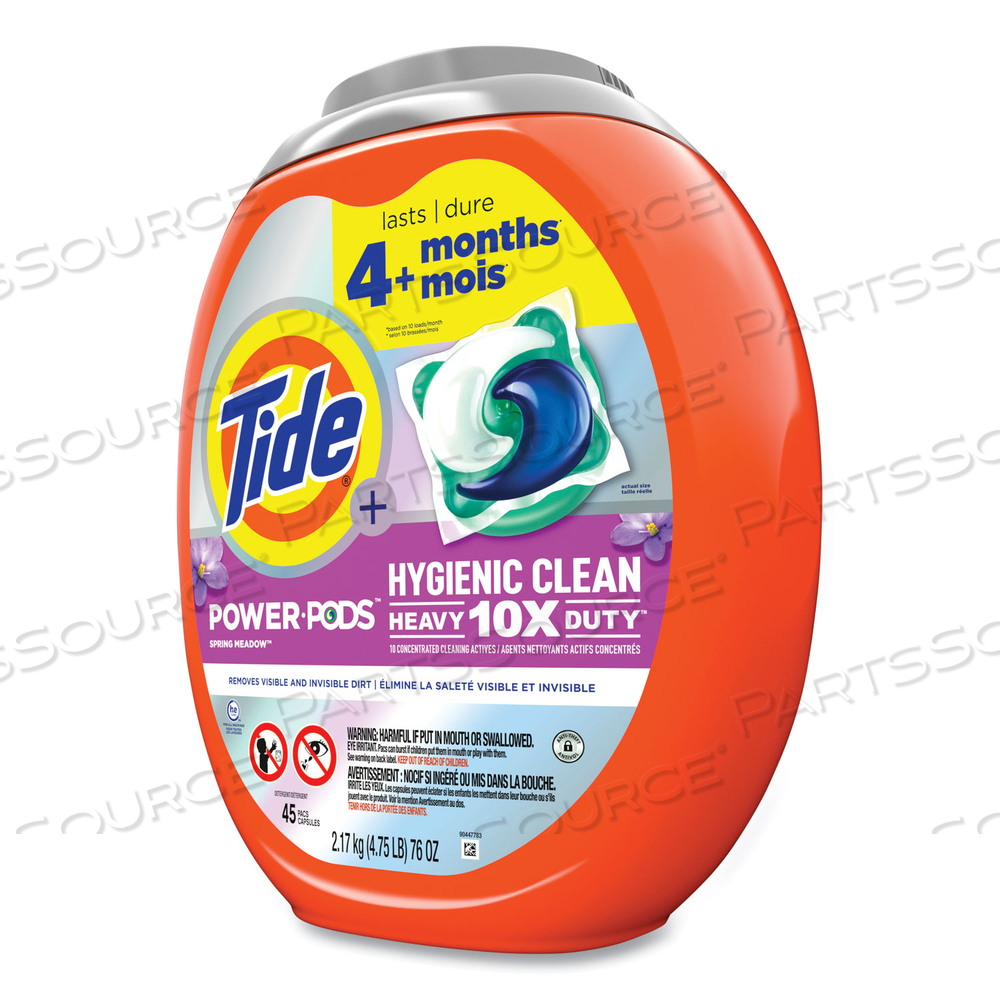 HYGIENIC CLEAN HEAVY 10X DUTY POWER PODS, FRESH MEADOW SCENT, 76 OZ TUB, 45 PODS by Tide