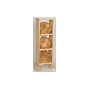 WOOD RACK 48"H X 16"W X 16"D WITH (3) 1/2 BUSHEL BASKETS - WHITE STAIN by Texas Basket Co.