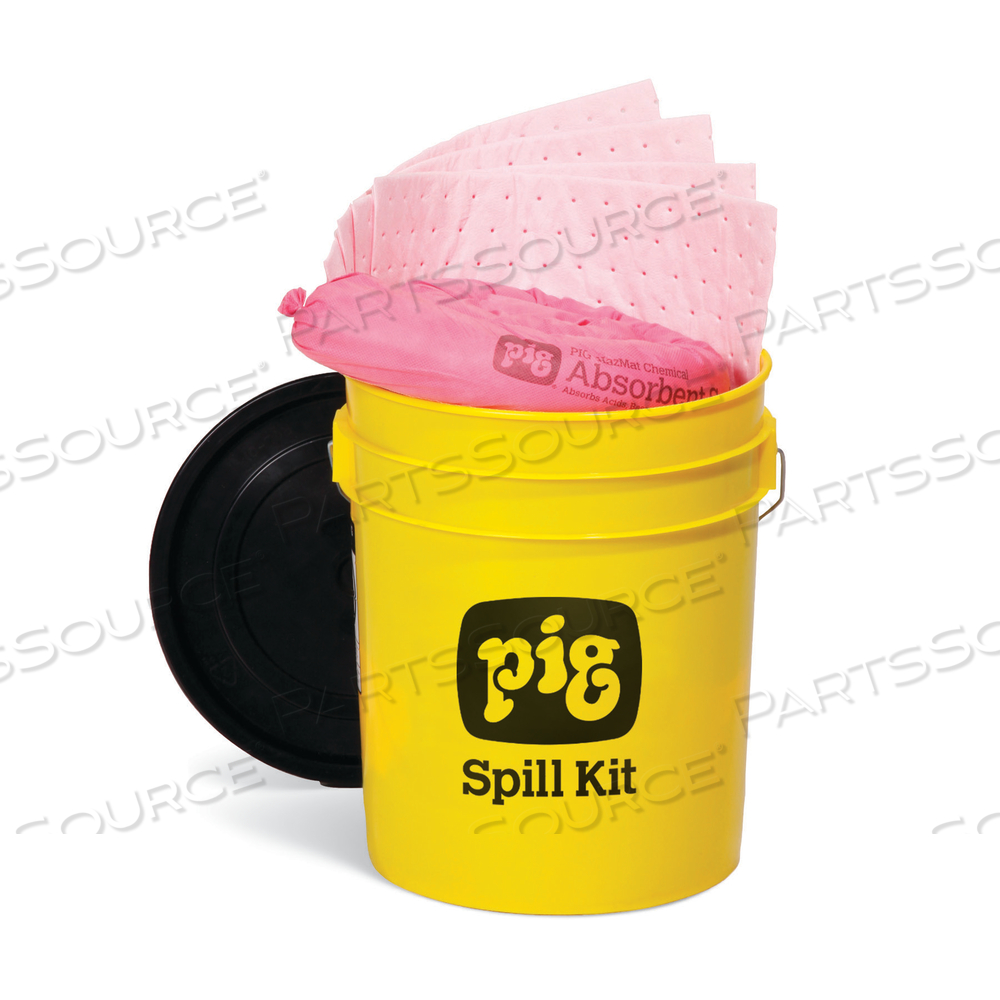 PIG HAZMAT SPILL KIT IN 5-GALLON HIGH-VISIBILITY ECONOMY CONTAINER by New Pig Corporation PIG HAZMAT SPILL KIT IN 5-GALLON HIGH-VISIBILITY ECONOMY CONTAINER by New Pig Corporation