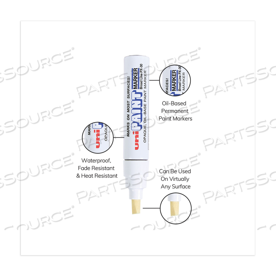 PERMANENT MARKER, BROAD CHISEL TIP, WHITE by Uni-Ball PERMANENT MARKER, BROAD CHISEL TIP, WHITE by Uni-Ball