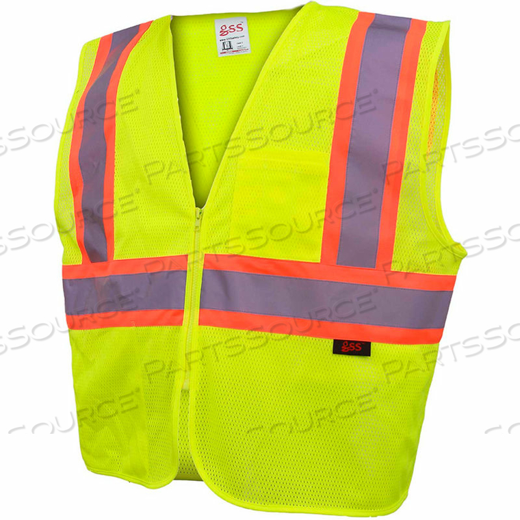 1005 STANDARD CLASS 2 TWO TONE MESH ZIPPER SAFETY VEST, LIME, 4XL by GSS Safety LLC 1005 STANDARD CLASS 2 TWO TONE MESH ZIPPER SAFETY VEST, LIME, 4XL by GSS Safety LLC