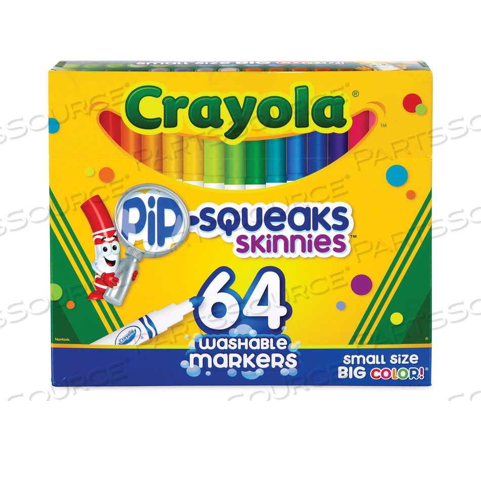 PIP-SQUEAKS SKINNIES WASHABLE MARKERS, MEDIUM BULLET TIP, ASSORTED COLORS by Crayola