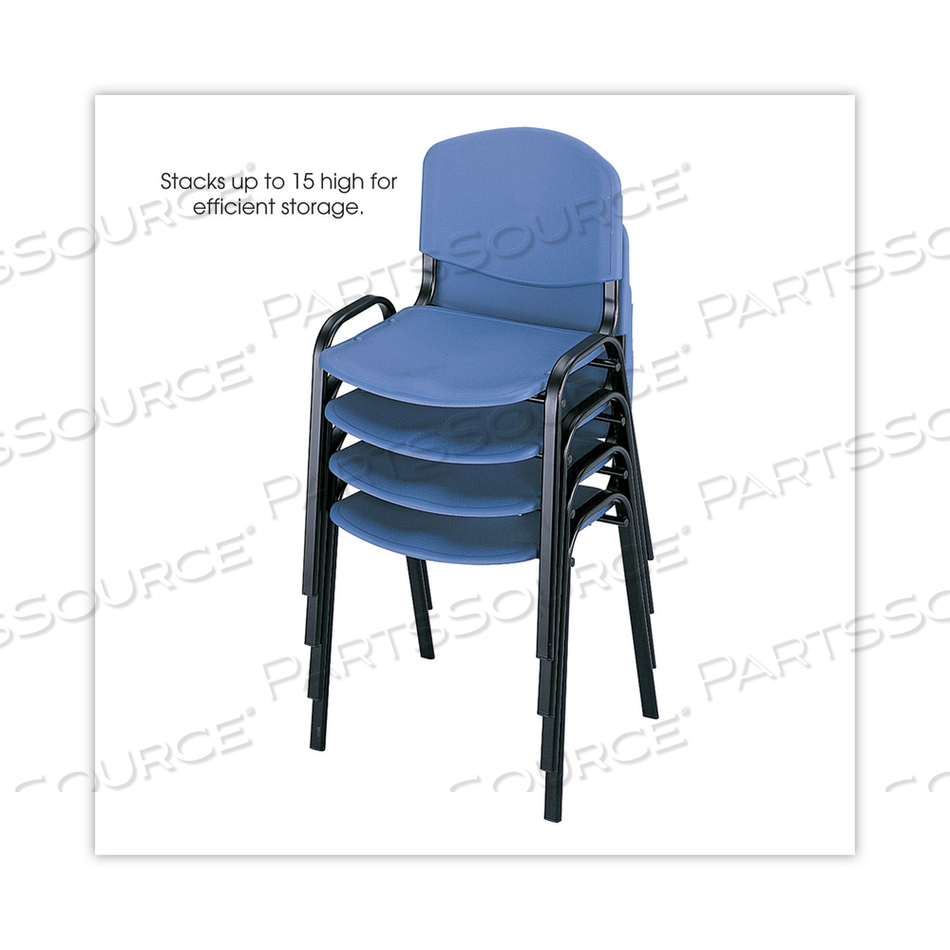 STACKING CHAIR, SUPPORTS UP TO 250 LB, 18" SEAT HEIGHT, BLUE SEAT, BLUE BACK, BLACK BASE by Safco