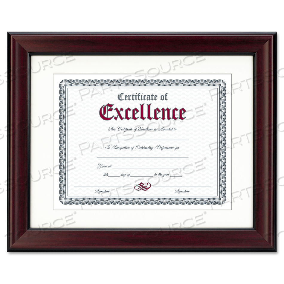 ROSEWOOD DOCUMENT FRAME, WALL-MOUNT, PLASTIC, 11 X 14, 8.5 X 11 