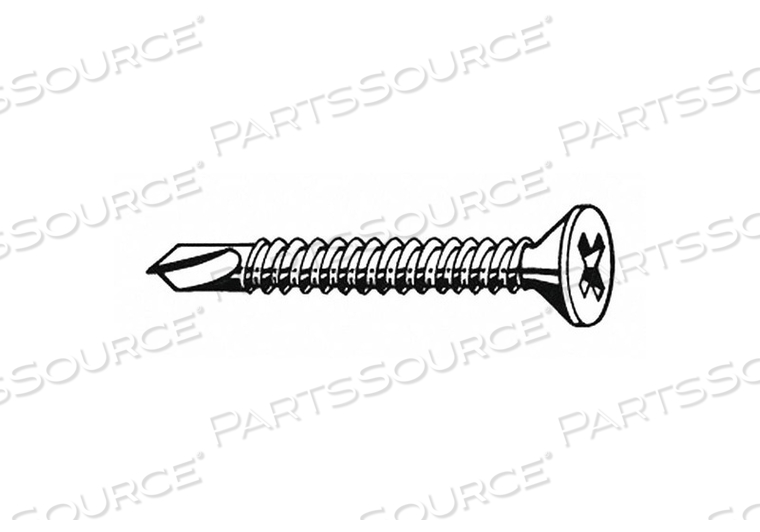 SELF DRILLING SCREW, #8 SIZE, 1 1/4 IN LG, 410 STAINLESS STEEL, PLAIN, FLAT, PHILLIPS, ROUND by Fabory